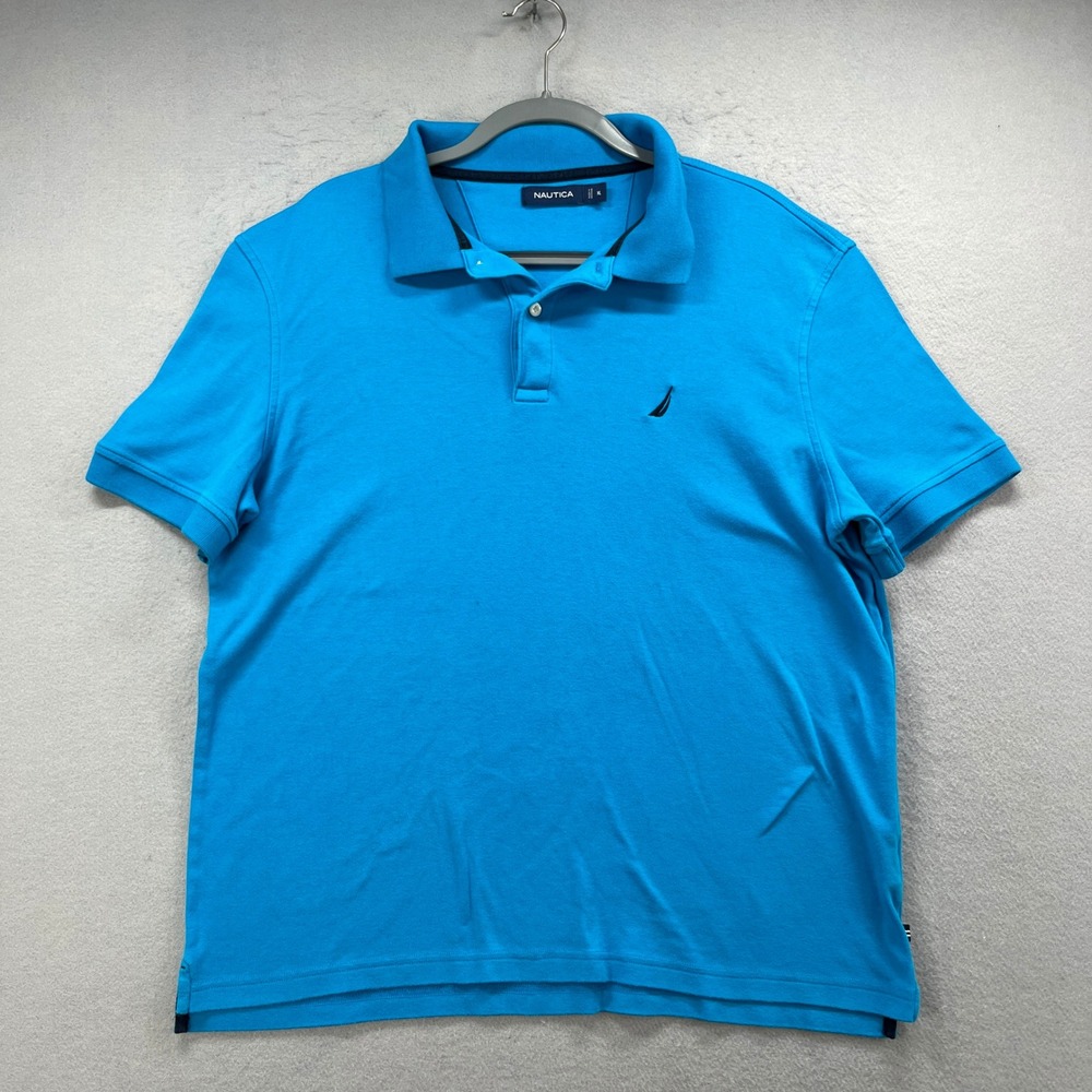 Nautica Polo Shirt Mens XL Blue Golf Classic Preppy Casual Coastal Ivy League